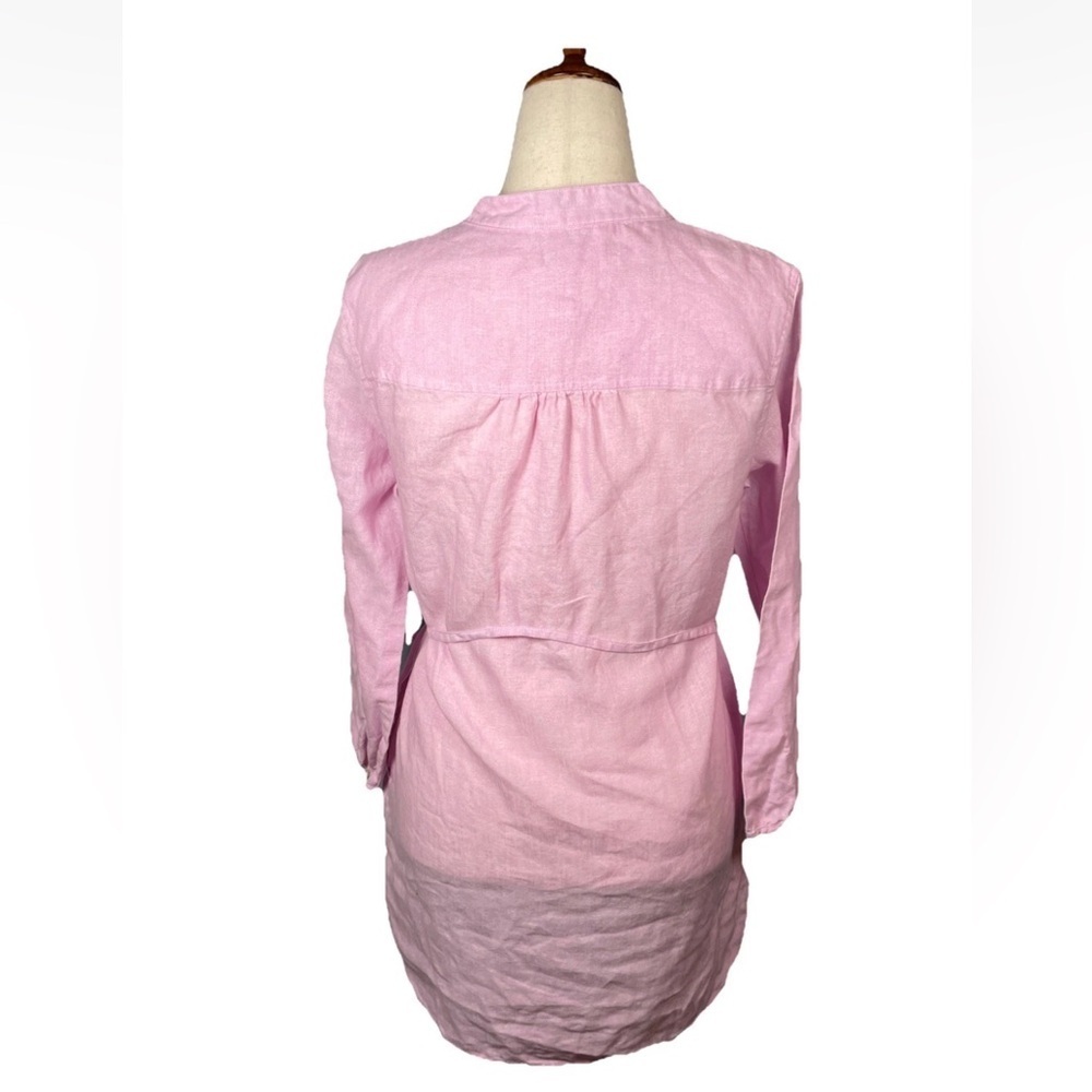 Joie Linen V-neck Button Up Midi Shirt Dress Women’s Size large Pink Belt - Picture 3 of 5